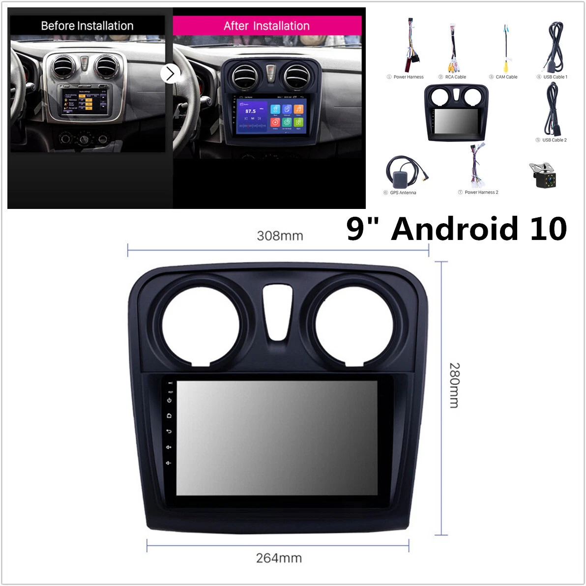 kilometer Pudsigt professionel For 12-17 Renault Dacia Sandero 9" Android 10 Radio Stereo GPS+Rear View Camera | eBay kilometer Pudsigt professionel For 12-17 Renault Dacia Sandero 9" Android 10 Radio Stereo GPS+Rear View Camera | eBay