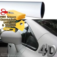 108" x 60" Premium Gloss White Carbon Fiber 4D Vinyl Film Wrap Air Bubble Free