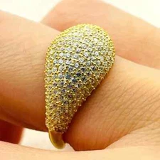 2.50 Ct Round Simulated Diamond Cocktail Adjustable Ring 14k Yellow Gold Plated