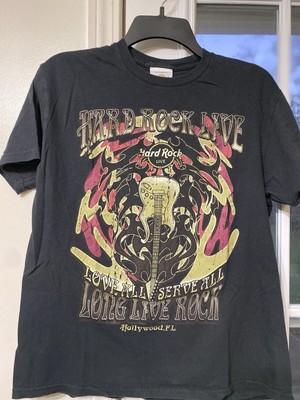 Hard Rock Cafe vintage Style t-shirt Tee Black Hard Rock Live Love All Serve All