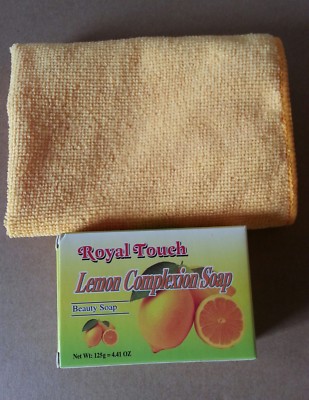 ROYAL TOUCH LEMON COMPLEXION Soap 4.41 oz PLUS Microderm Cloth Lot Bundle