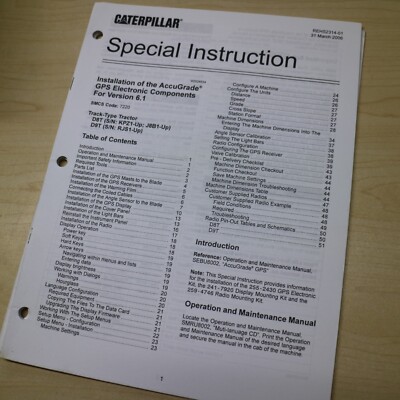 CAT CATERPILLAR D8T D9T TRACTOR CRAWLER Accugrade GPS Installation Manual 6.1