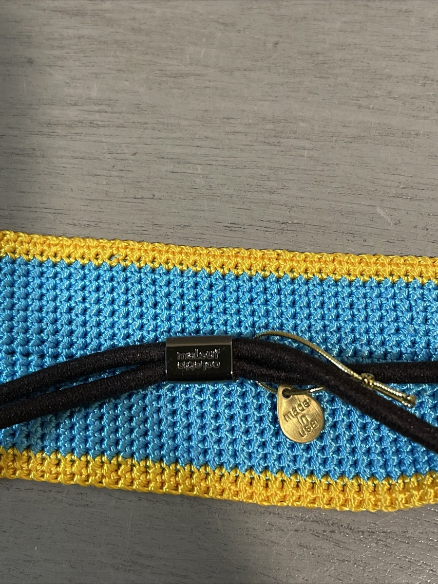 Colette Malouf Yellow- Blue CRCHT LCE SLK Hair Headband New
