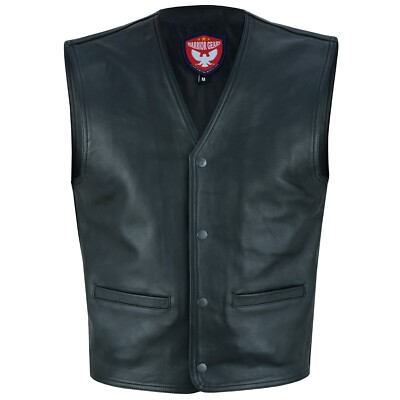 Warrior Herren Premium Rindsleder Motorrad Weste Climax gefüttert Weste