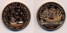 Medaille  Hanse ECU  1997  K&ouml;ln  K&ouml;lner Dom  vergoldet 38mm