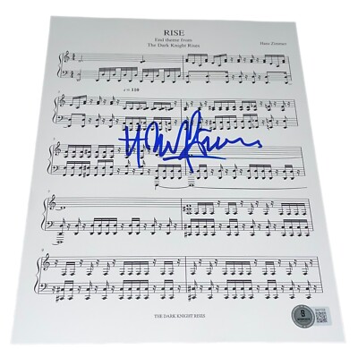 Hans Zimmer Signed Autograph Sheet Music ''Rise'' The Dark Knight Rises Beckett B