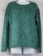 Jenni Women's Long-Sleeve Drop Shoulder Pajama Top, Green Subtle Tie Dye, Large