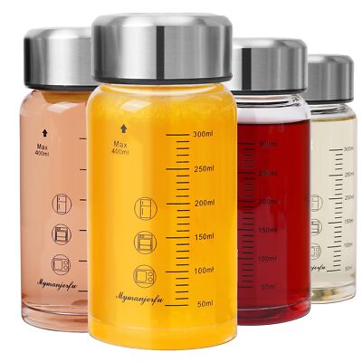 Glass Juice Bottles Pack 12 oz Wide Mouth Glass Water Bottles