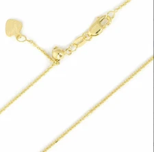 Solid Adjustable Cable Chain Necklace Real 10K Yellow Gold 0.9mm Up to 22" 