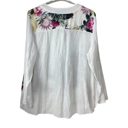 Zanzea Collection White Floral Print Sheer Blouse XXXXL Long Sleeve - Picture 2 of 5