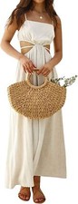 Women's Sexy Spaghetti Strap Cutout Ruffle Maxi Dress High Waist Club PartyXS~XL