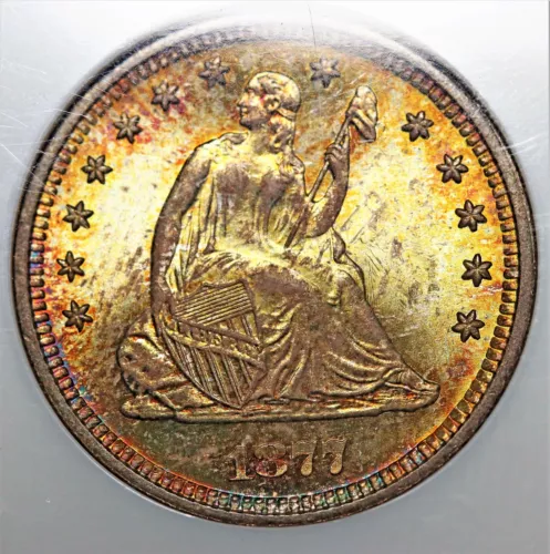 1877-S Silver Seated Liberty Quarter, NGC MS-67, Killer Toning, Awesome Coin!