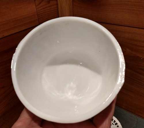 VINTAGE ORNATO 1975 F.T.D. CALICE/CHALISE CON STELO PIEDISTALLO IN VETRO LATTE FOGLIA DI QUERCIA - Foto 4 di 6