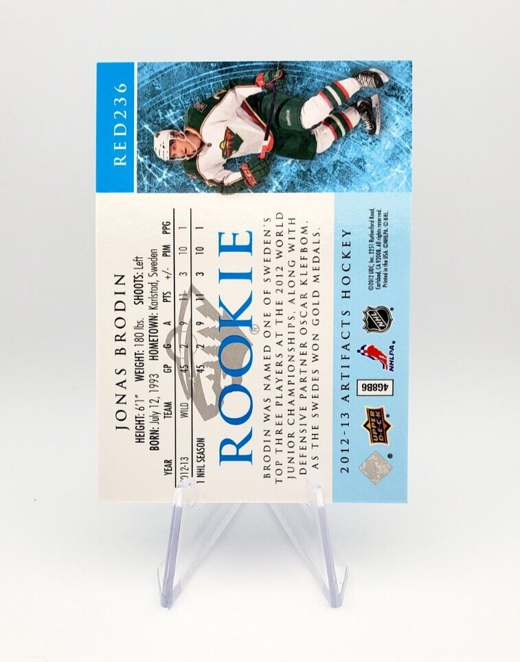 2012-13 Upper Deck Artifacts Hockey Rookie Jonas Brodin - Picture 2 of 2