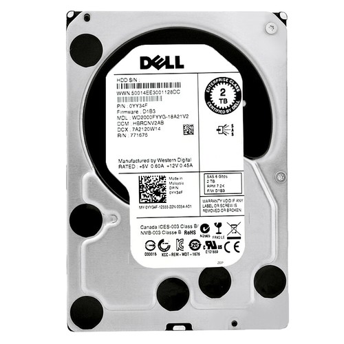 Hard Drive Dell 0YY34F 2TB SAS II 7200 RPM 32MB 3.5'' Inch WD2000FYYG