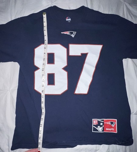 New England Patriots Men's Navy Blue Rob Gronkowski 87 Shirt NFL Majestic Size L - Picture 5 of 6