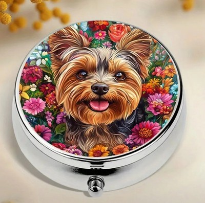 yorkie Dog pill box medicine Trinket FAST Free Ship Inch