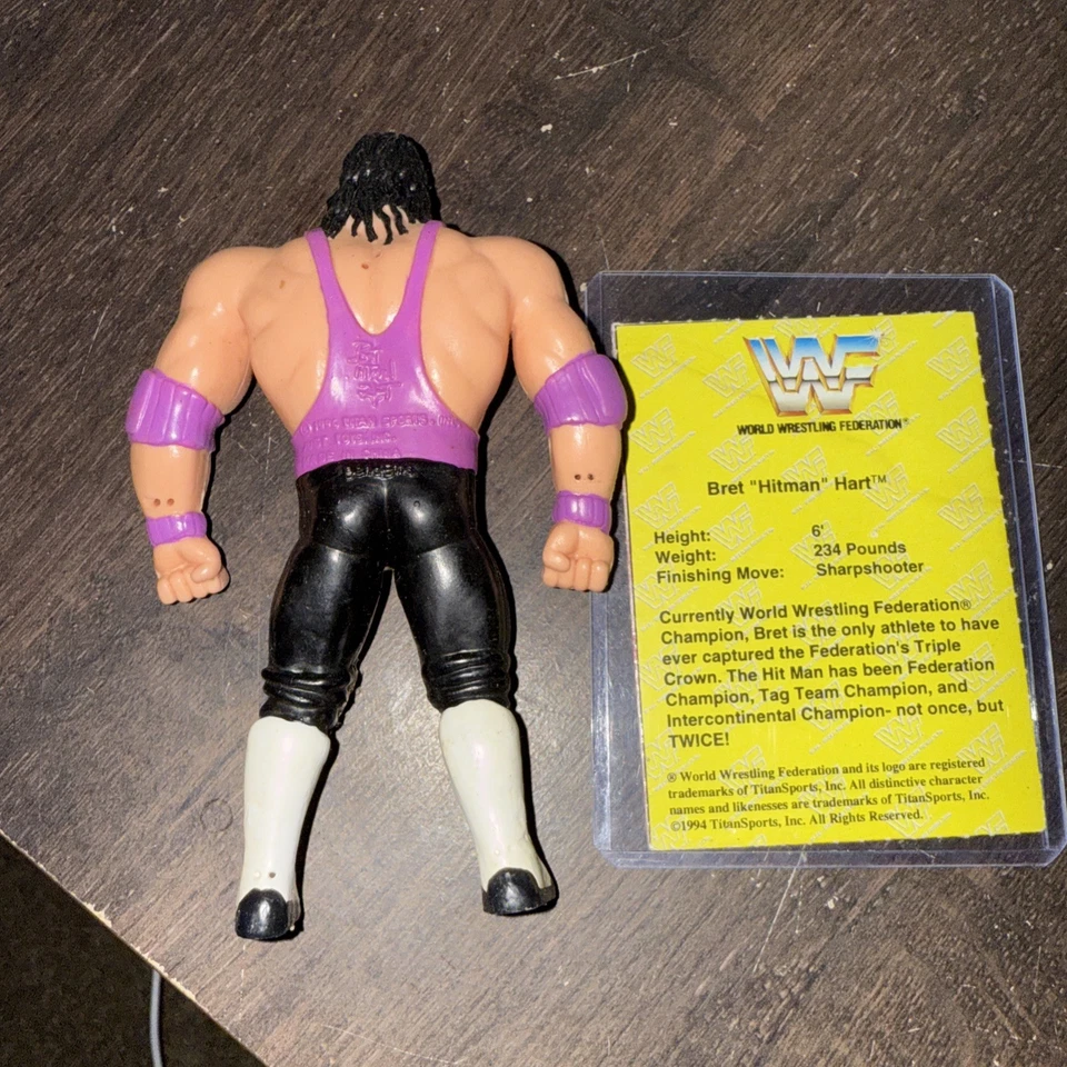 Экшн-фигурка Bret Hitman Hart WWF Bend Ems Wrestling WWE Wrestling 1994 с карточкой - Изображение 2 из 2