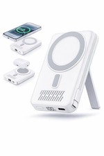 Wireless Power Bank, 12800mAh Portable Charger with Built in Cabl. /white