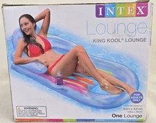 Intex King Kool Inflatable Swimming Pool Lounger Headrest Cupholder Lake Party