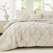 Sasttie Full Size Comforter Set, 7-Piece Bed in a Bag Double, Pintuck Bedding...