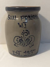 Vintage 1996 Beaumont Brothers Pottery, Salt Blue Glazed Crock.