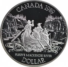 CANADA 1989 Brilliant  PROOF Canadian Silver Dollar - Fleuve MacKenzie River