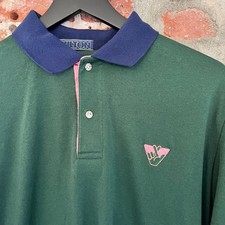 Vintage Made in USA Hilton Mens Green Polo Shirt L 21x29