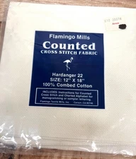 Flamingo Mills Counted Cross Stitch Fabric 12"x18" Hardanger 22 Combed Cotton