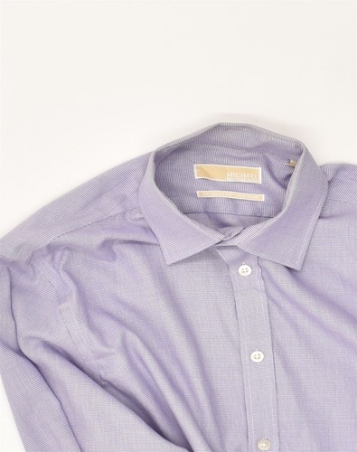 MICHAEL KORS Mens Regular Fit Shirt Medium Purple Chevron Cotton CL01 - Picture 3 of 3