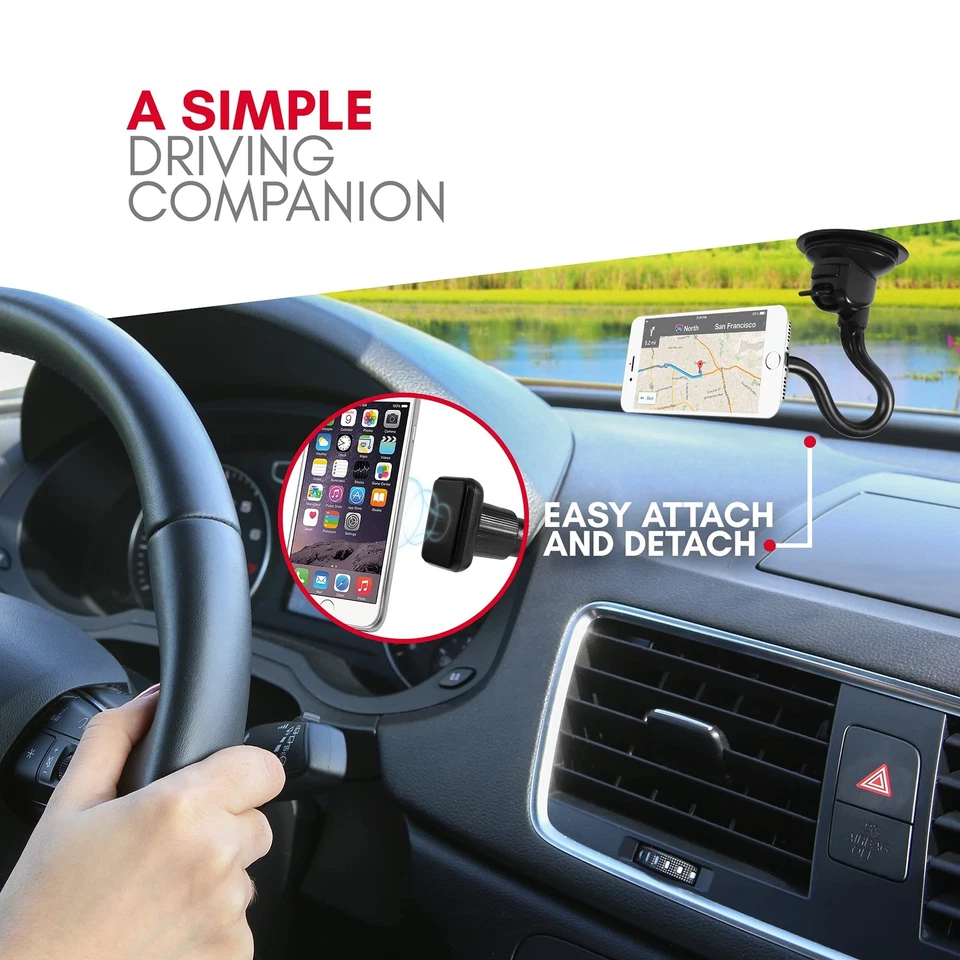 Ultra Strong Magnetic Phone Holder For Car Gooseneck Arm 360 Degree Adjustable - Image 2 of 4