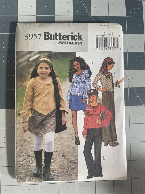 Vintage Butterick Pattern 3957 Size 12 14 16 Girls