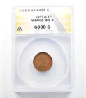 1922-D Lincoln Wheat Cent Weak D Die 3 Good 6 ANACS *5568
