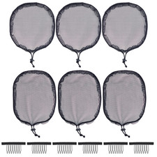 6 Pcs Black Weaving Net Cap Elastic Drawstring Ponytail Hair Net for Making Afro