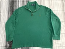Polo Ralph Lauren Sweater Men's XXL Green Estate Rib Quarter Zip Pullover Preppy