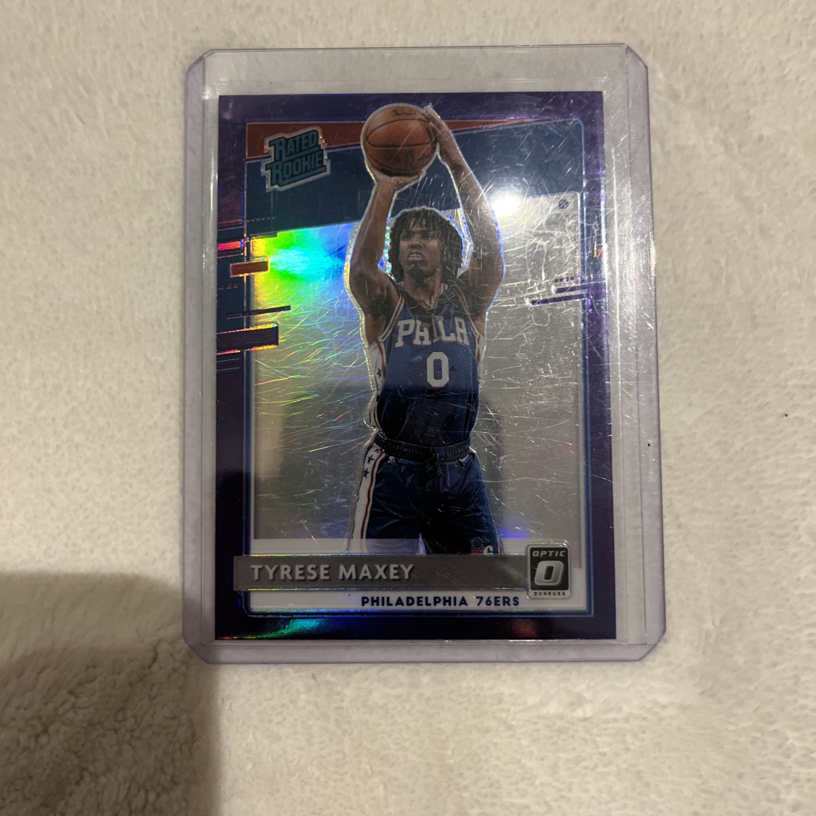 Tyrese Maxey 2020-21 Donruss Optic Rated Rookie Purple Prizm RC #171 76ers