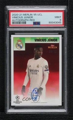 2020-21 Merlin's Heritage 95 UCL Red 9/10 Vinicius Junior PSA 9 MINT Auto 0r9h