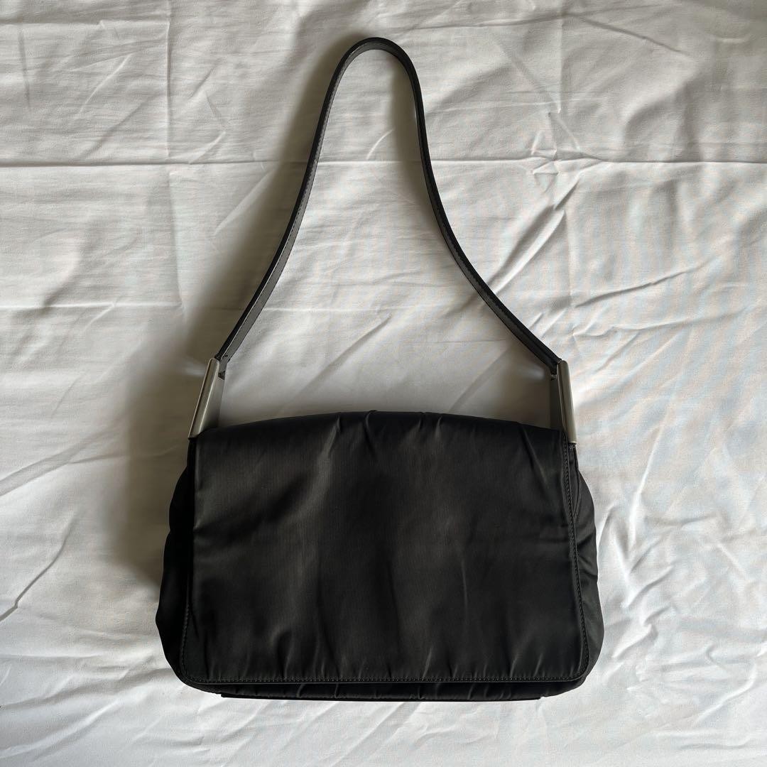 90s PRADA Nylon Khaki One Shoulder Bag with Leather Switch Strap