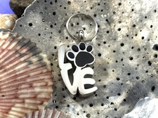 Keyring Urn .5" Key Chain Pet Cremation Pendant Dog Cat Ash LOVE Paw Holds Ashes