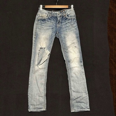 Rock Revival Lily T3 Distressed Straight Leg Jeans Light Wash Women Size 26