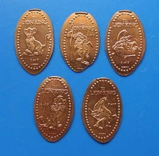 SETLK5 - Lion King set 5 Disney World elongated pennies (partial set, copper)