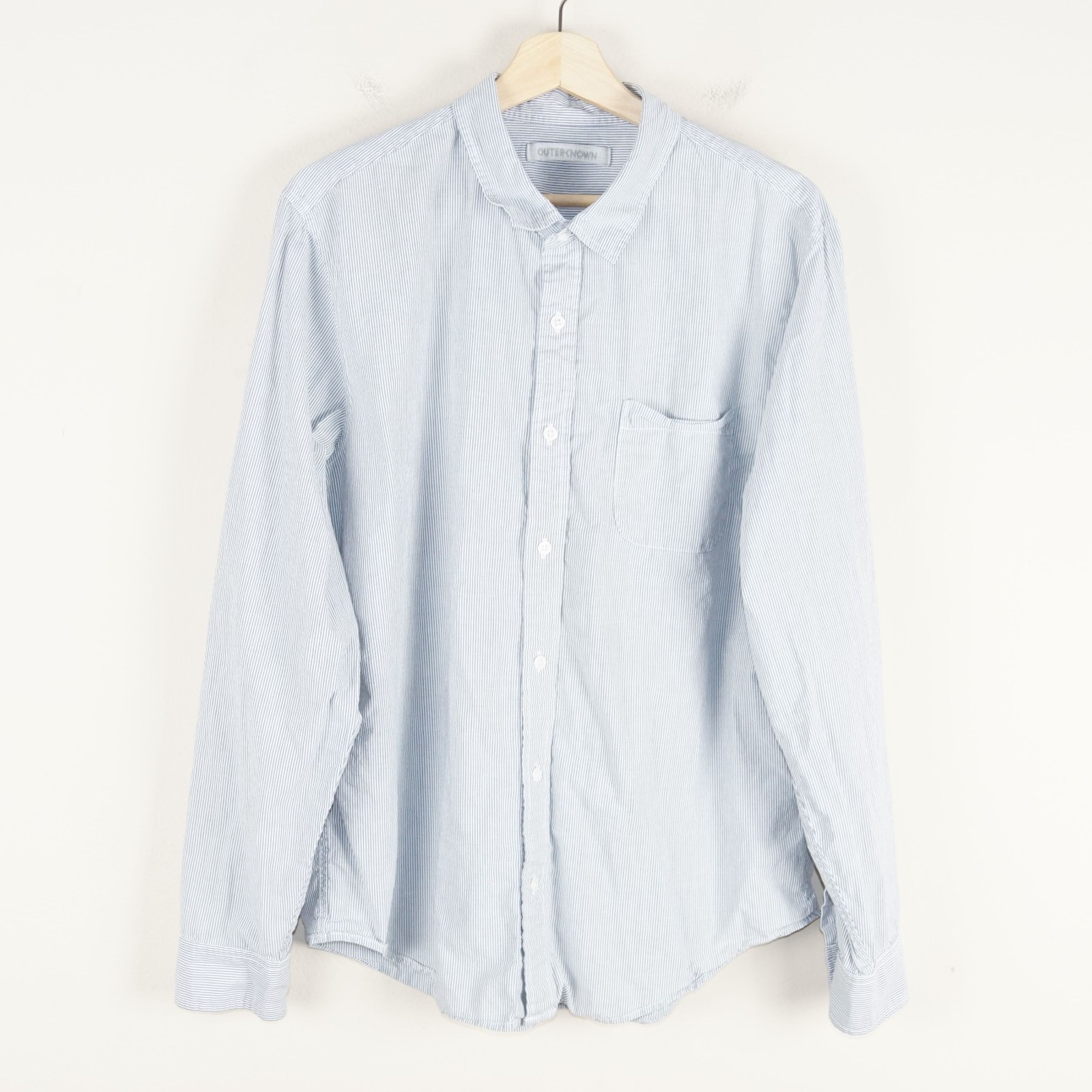 Outerknown Long Sleeve Button Down Striped Blue S… - image 1