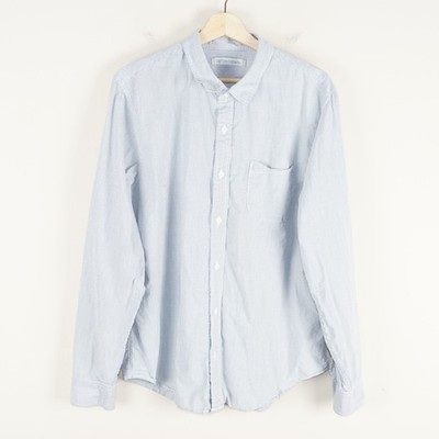 Outerknown Long Sleeve Button Down Striped Blue Shirt Mens Sz XL