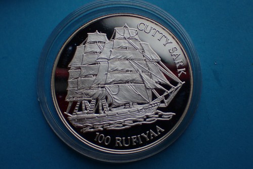 Malediven Inseln, 100 Rufiyaa 1993, 0,5 Silber, Cutty Sark, siehe Bilder. - Bild 1 von 4