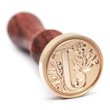 Medieval Initial Alphabet Sealing Wax Stamp, Brass Head Wooden Handle, for Thank