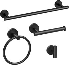 Bathroom Hardware Set, 18 Inch Matte Black Towel Bar Set, 4-Piece