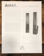 Martin Logan Aeon i Speaker Owners / User Manual *Original*