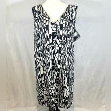 Lane Bryant cotton black and white floral dress size 24