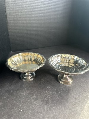 Oneida Silverplate Pedestal Dessert Bowls Set of 2 Vintage Sherbet #R86