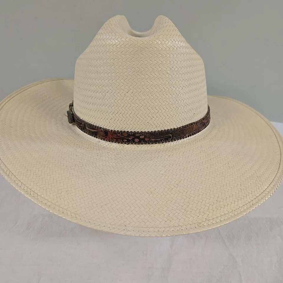 Винтажная ковбойская шляпа ручной работы Stetson Formosan размер 7 1/8 дюйма с ремешком из перьев на заказ - Изображение 3 из 4